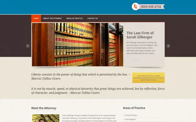 Screenshot of the Sarah Silberger Website