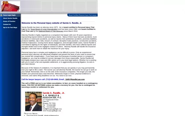 Screenshot of the Sarnie Randle Website