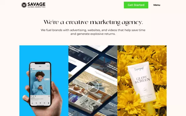 Screenshot of the Savage Global Marketing Website
