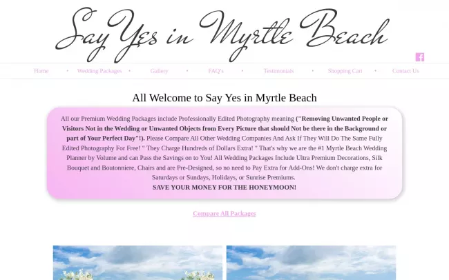 Screenshot of the Say Yes in Myrtle Beach Website