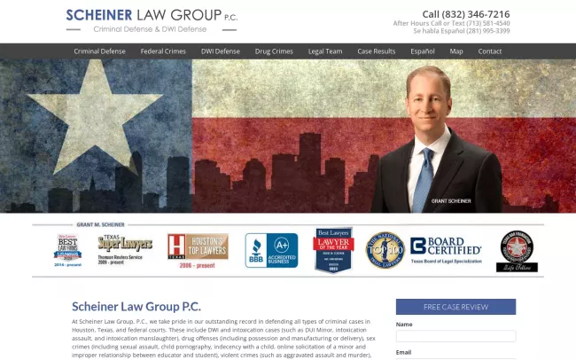 Screenshot of the Scheiner Law Group P.C. Website