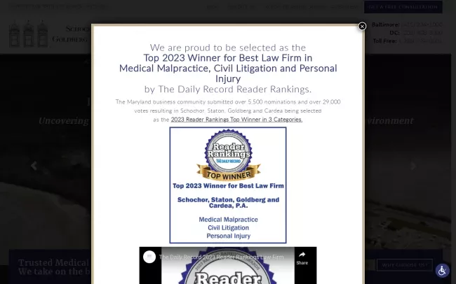 Screenshot of the Schochor, Staton, Goldberg and Cardea, P.A. Website