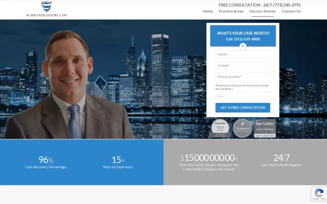 Screenshot of the Schwaner Law Website