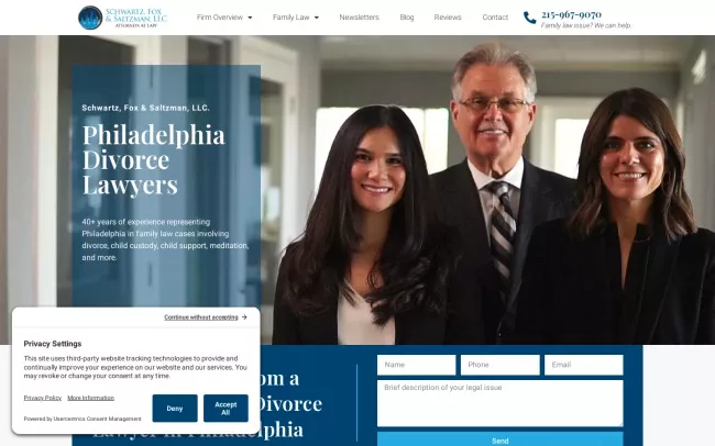 Screenshot of the Schwartz, Fox & Saltzman, LLC Website