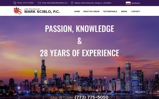 Screenshot of the Mark Sciblo Law Office Website