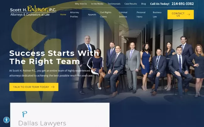 Screenshot of the Palmer Perlstein Website