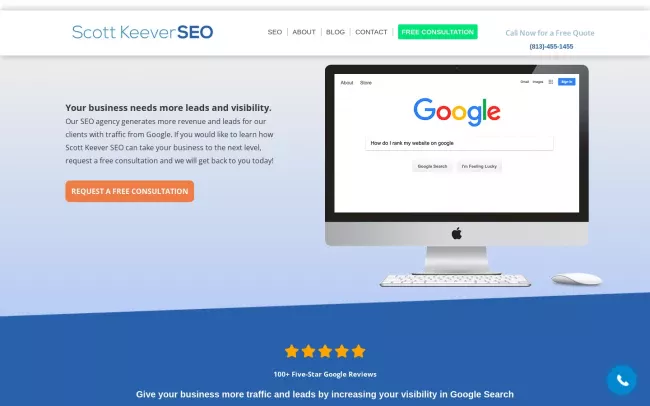 Screenshot of the Keever SEO Website
