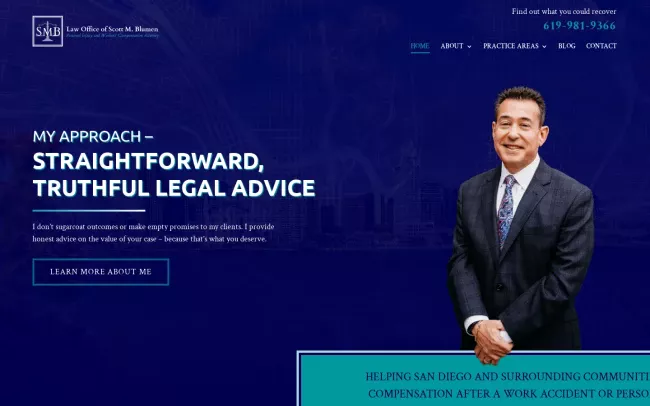Screenshot of the Scott M. Blumen, Attorney at Law, APC Website