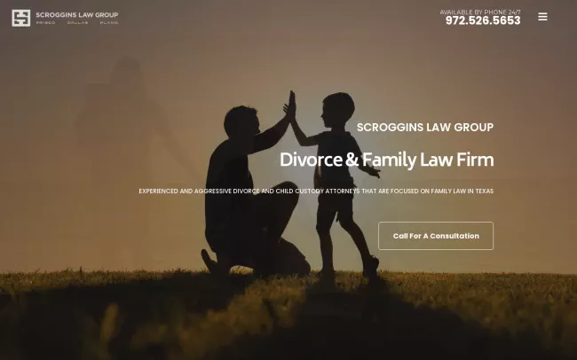 Screenshot of the Scroggins Law Group, PLLC (Child Custody & Family Law Firm in Plano, Tx) Website