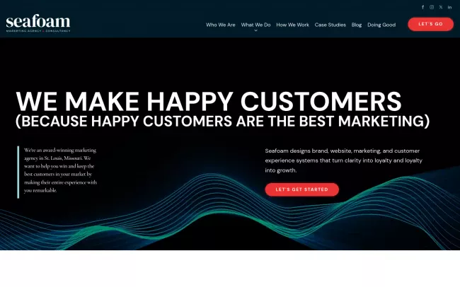 Screenshot of the Seafoam Marketing Website
