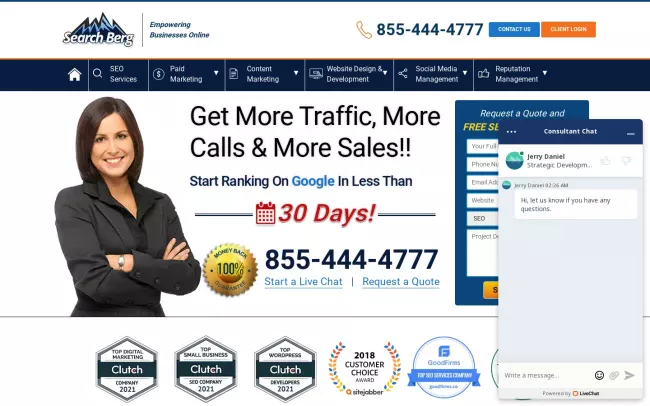 Screenshot of the Search Berg Website