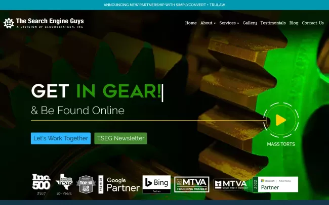 Screenshot of the TSEG - The Search Engine Guys Website