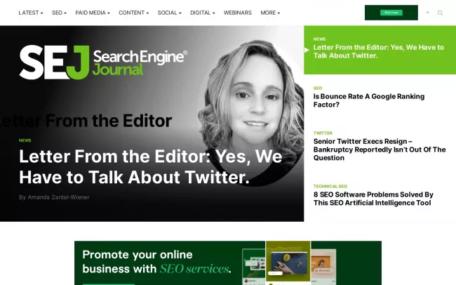 Screenshot of the Search Engine Journal Blog