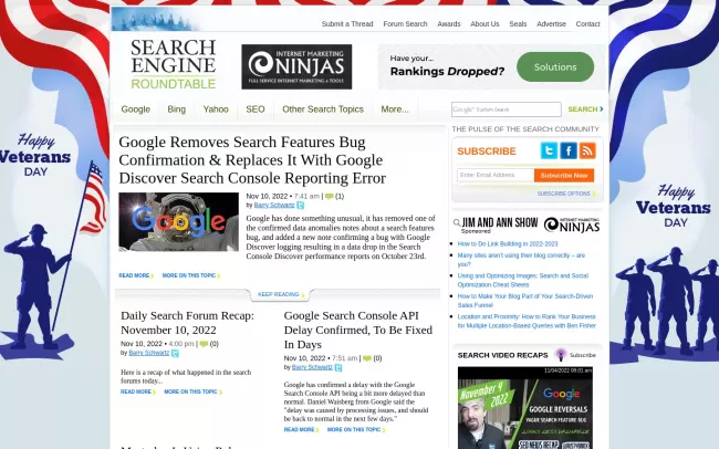 Screenshot of the Search Engine Roundtable Blog