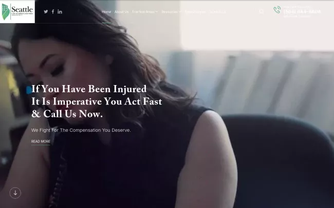 Screenshot of the Seattle Car Accident Law Firm®, PLLC Website