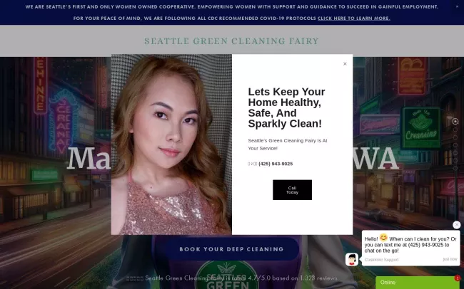 Screenshot of the Seattle's Green Cleaning Fairy Website