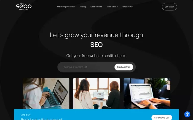 Screenshot of the Sebo Marketing Website