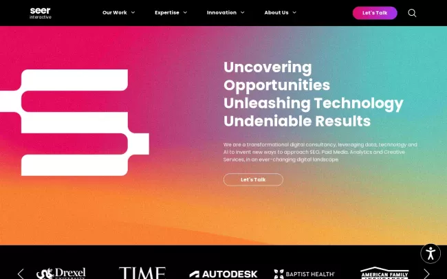 Screenshot of the Seer Interactive Website