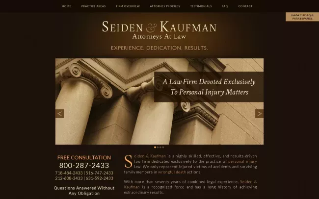 Screenshot of the Seiden & Kaufman Website