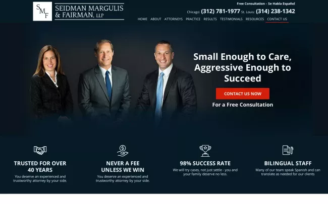 Screenshot of the Seidman Margulis & Fairman, LLP Website