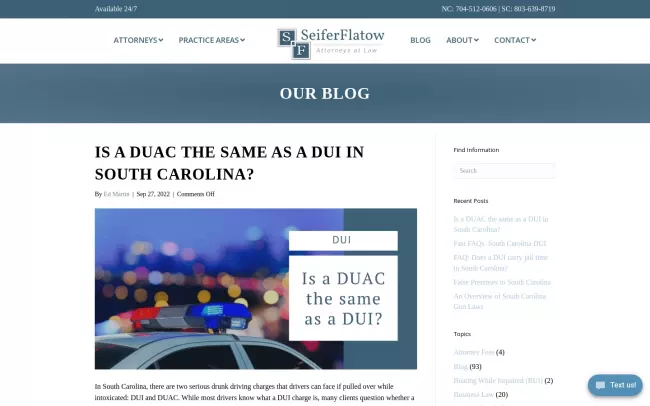 Screenshot of the SeiferFlatow, PLLC Blog