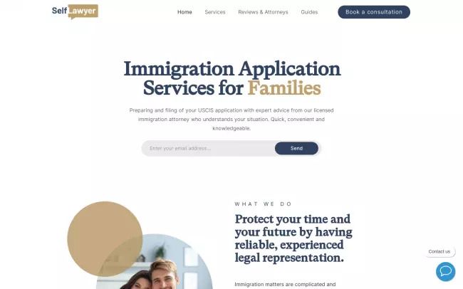 Screenshot of the SelfLawyer - Immigration Website