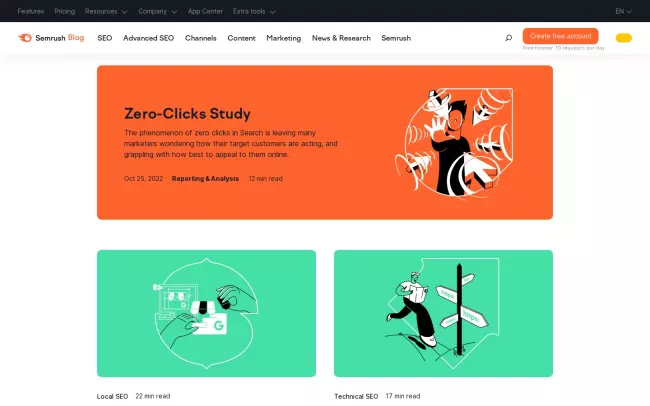 Screenshot of the SEMRush Blog