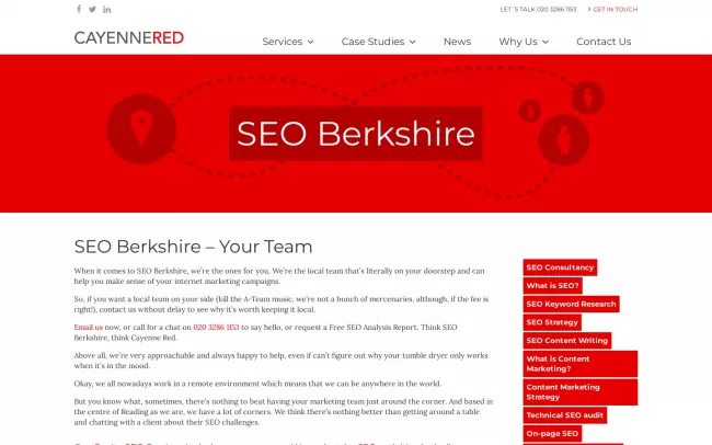 Screenshot of the Cayenne Red Website