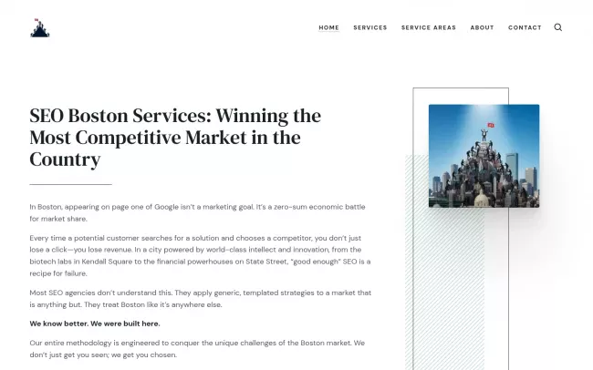 Screenshot of the Boston SEO Firm Website