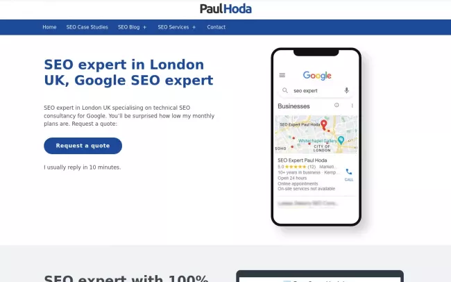 Screenshot of the Paul Hoda Website