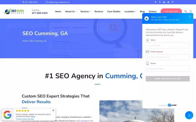 Screenshot of the SEO Guru Atlanta Website