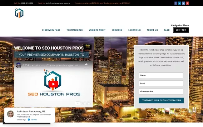 Screenshot of the SEO Houston Pros Website