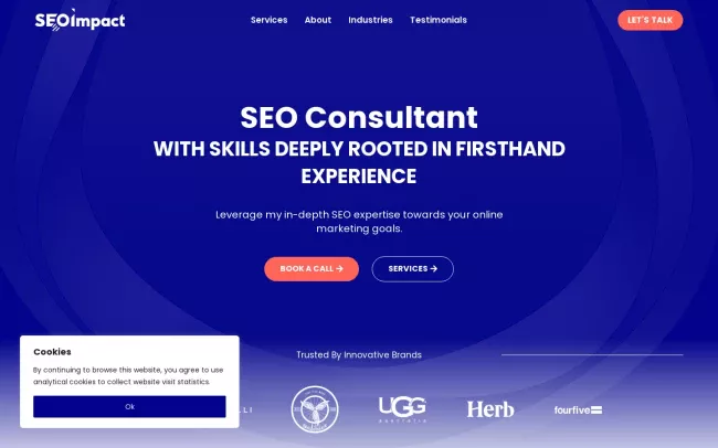 Screenshot of the SEO Impact Website
