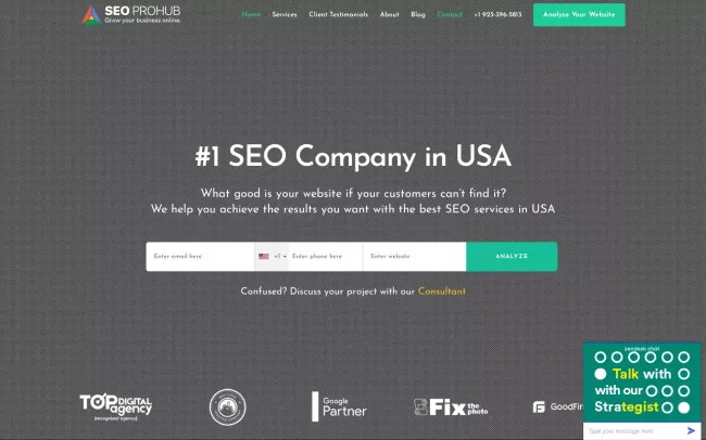 Screenshot of the SEO Pro Hub Website