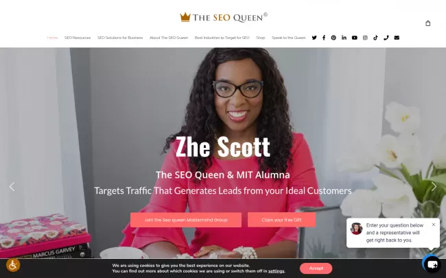 Screenshot of the The SEO Queen Website