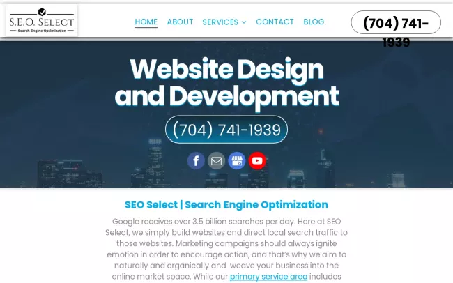 Screenshot of the SEO Select Website