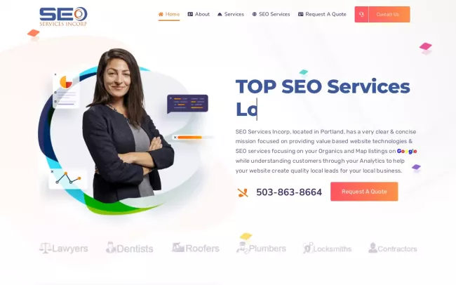 Screenshot of the SEO Services Inc. Website
