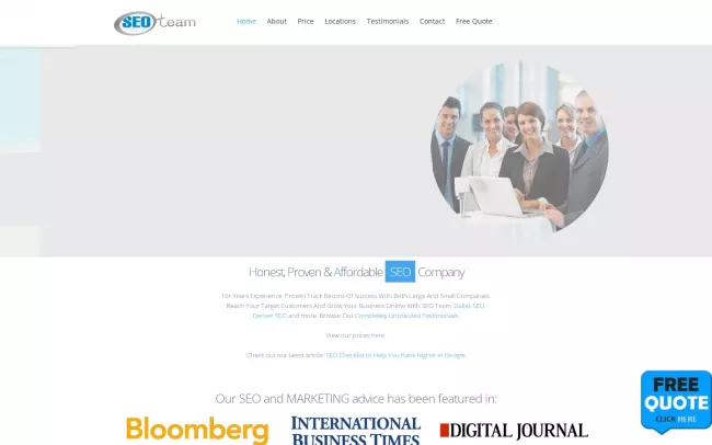 Screenshot of the SEO Team Website