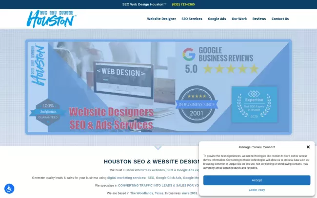 Screenshot of the SEO Web Design Houston Website