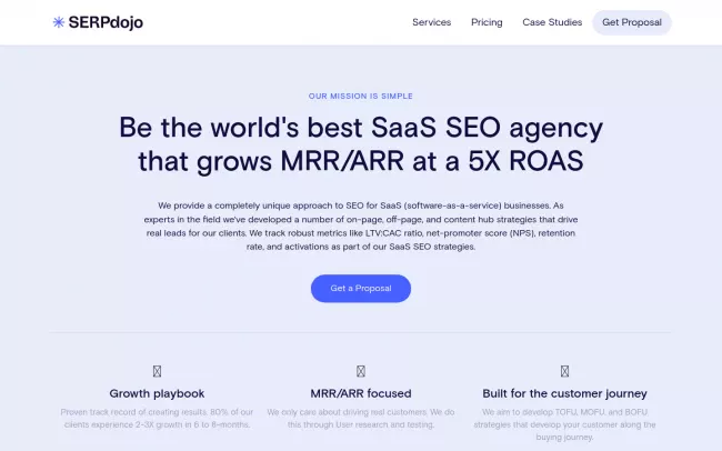 Screenshot of the SERPdojo Website