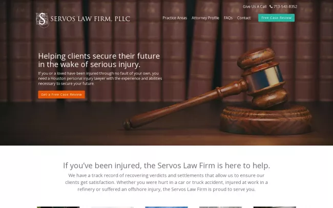 Screenshot of the Servos Legal Firm Website