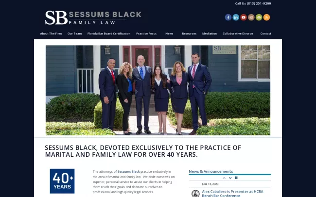 Screenshot of the Sessums Black Family Law Website