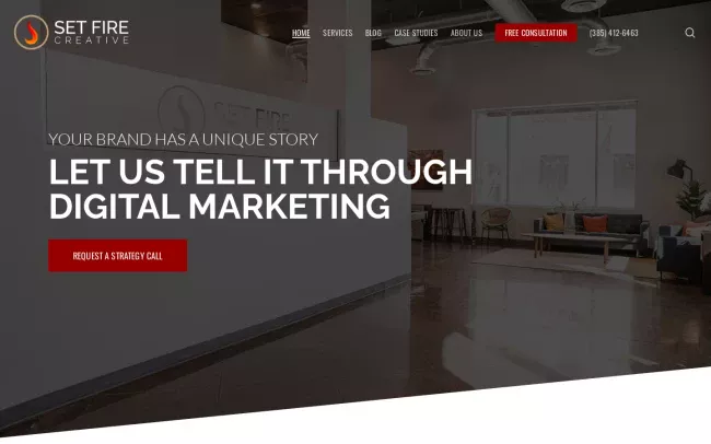 Screenshot of the Set Fire Creative Website