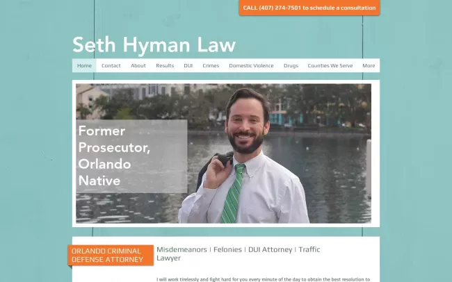 Screenshot of the Seth Hyman Law Website
