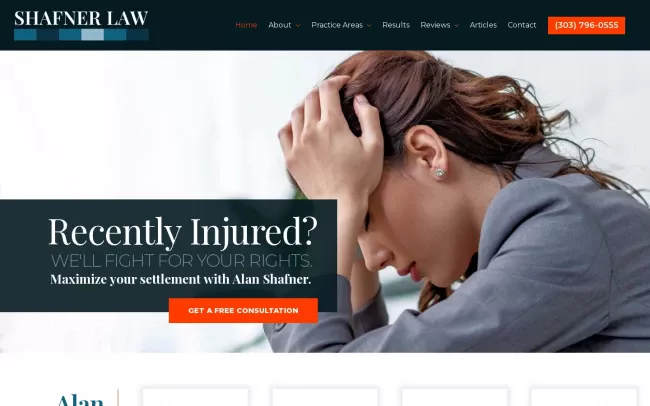 Screenshot of the Shafner Injury Law Website