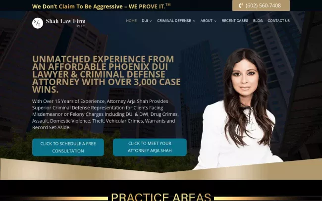 Screenshot of the Shah Law Firm, PLLC Website