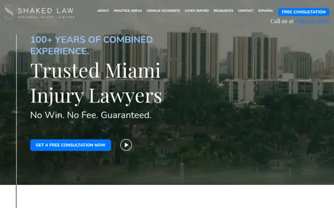 Screenshot of the Shaked Law Firm, P.A. Website