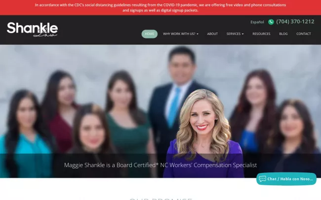 Screenshot of the Shankle Law Firm Website