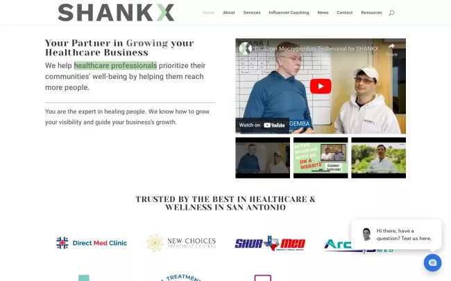 Screenshot of the Shankx Web Development LLC Website