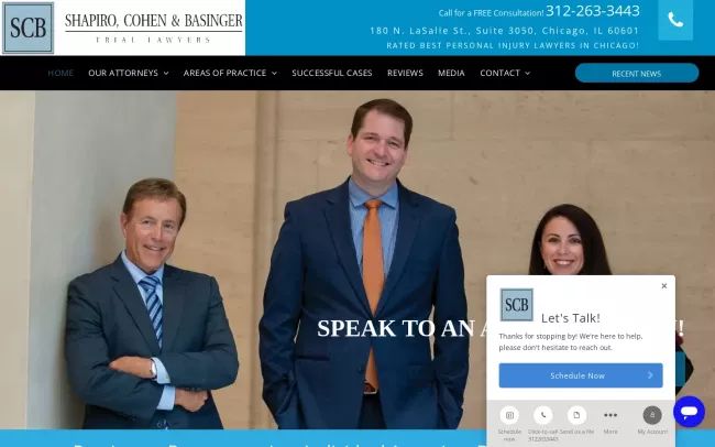 Screenshot of the Shapiro, Cohen and Basinger, Ltd. Website